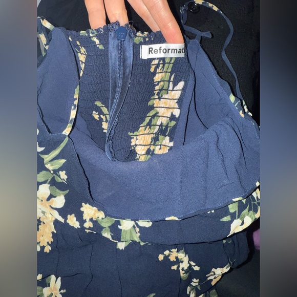 Reformation Navy Floral Midi Dress pre-owned - Picture 6 of 8
